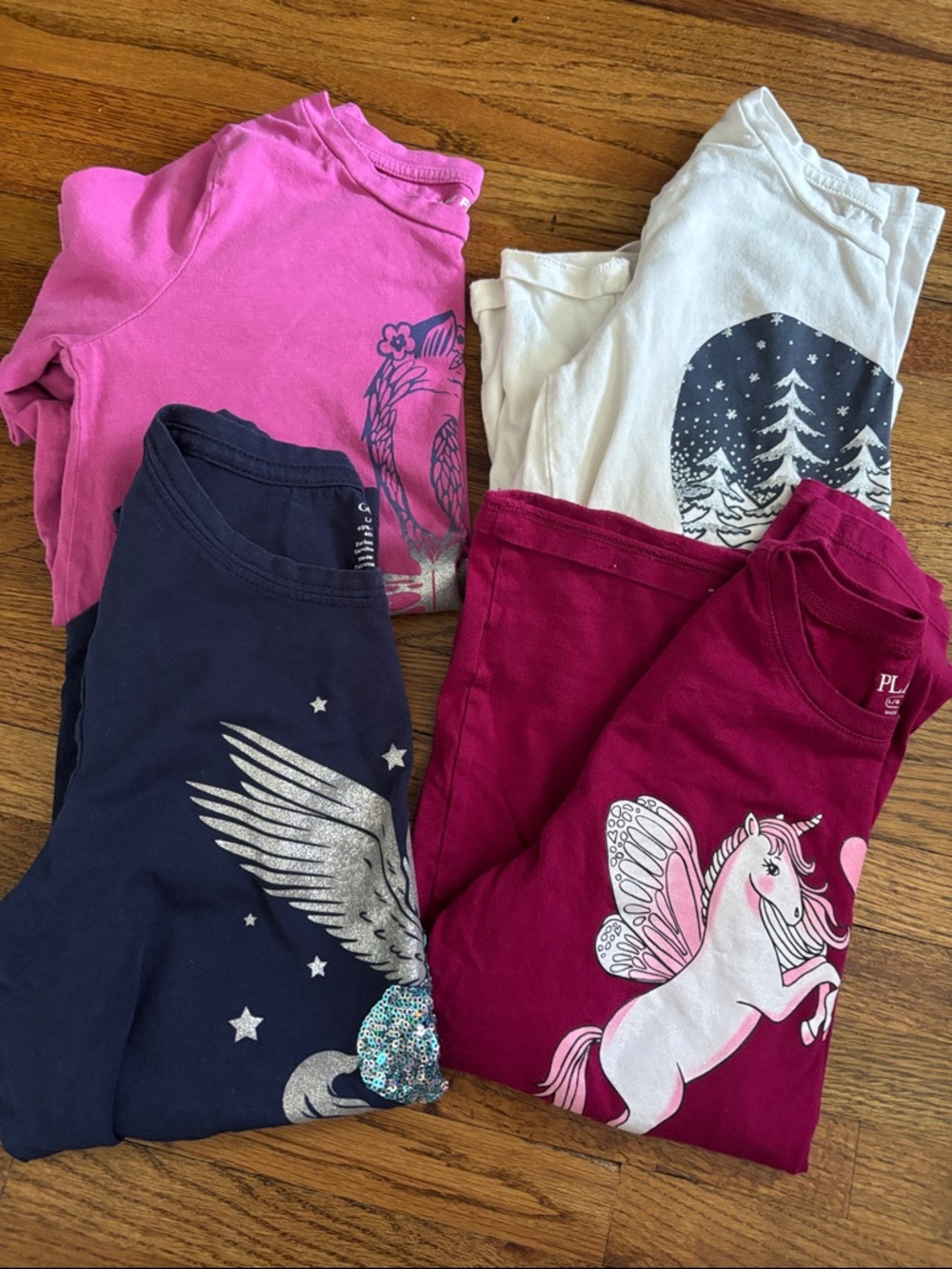 Lot of girls size 10-12 long sleeve shirts unicorn fox winter graphic tees